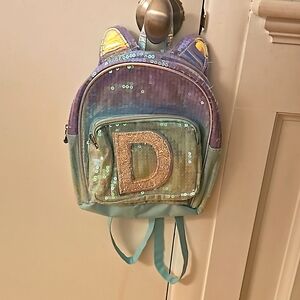 Justice monogram girl's backpack purse